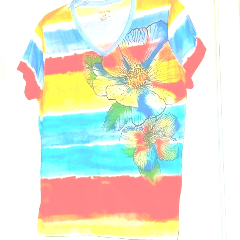 Women's White Stag T  Adorned with Bright Tropical Colors Exotic Floral Design